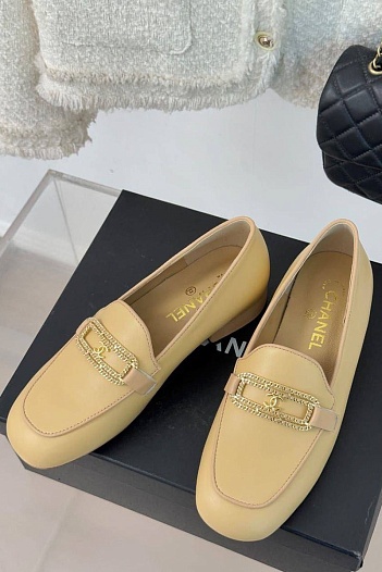 Женские кожаные лоферы Chanel premium   