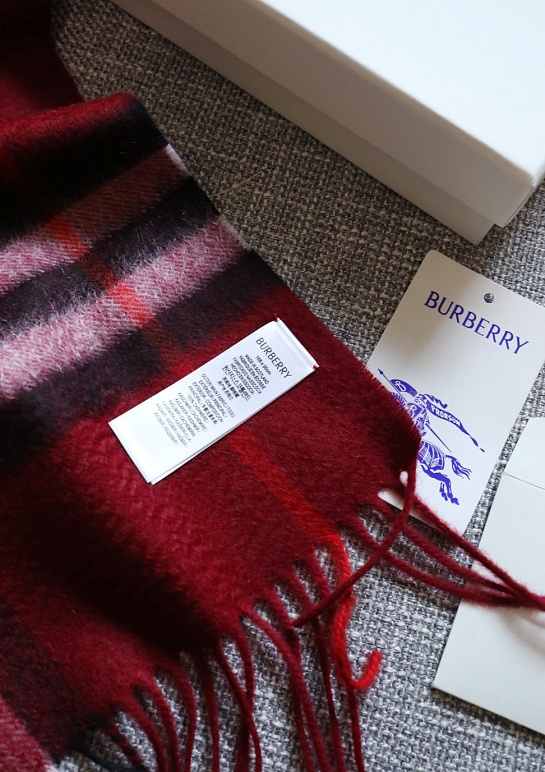 Шарф Burberry two-tone Check premium 168x30 см - Burgundy