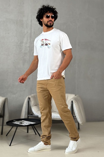 Мужские бежевые джинсы Jacob Cohen straight fit   