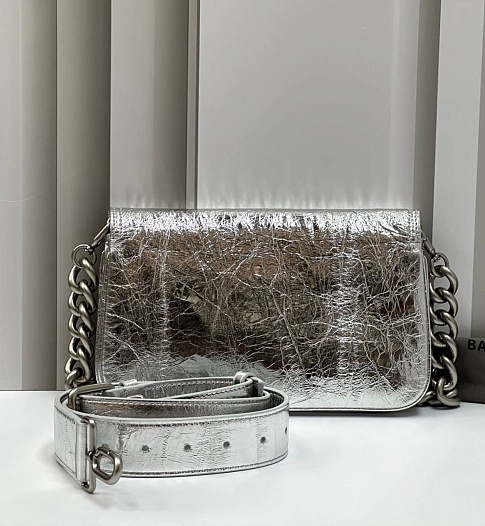 Женская сумка Balenciaga BB Soft Premium 23x14.5x4 см - Silver   