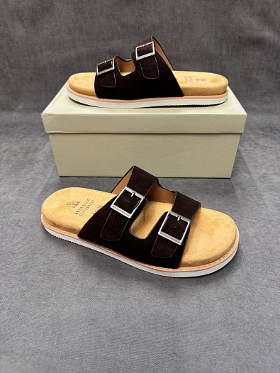 Замшевые шлёпанцы Brunello Cucinelli Urban - Brown   