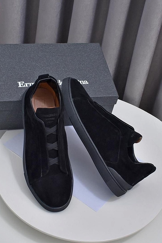 Чёрные кроссовки Ermenegildo Zegna Triple Stitch Suede