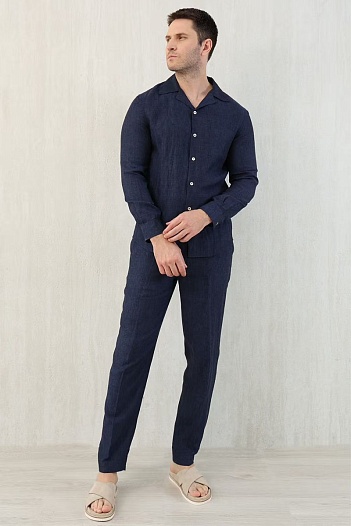 Льняные брюки Brunello Cucinelli Premium - Navy   