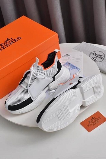 Мужские текстильные кроссовки Hermes Expert - White   