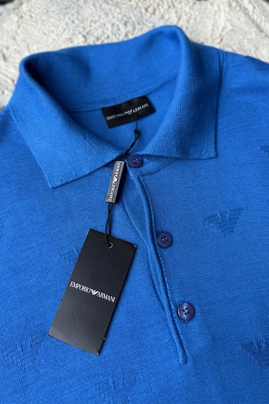 Мужское синее поло Emporio Armani