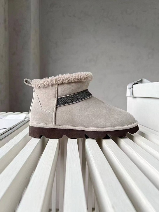 Женские замшевые угги с мехом Brunello Cucinelli Premium - Grey