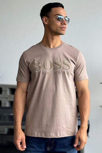 Мужская бежевая футболка Hugo Boss   