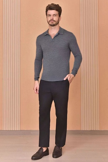 Поло с длинным рукавом Loro Piana Premium - Light Flower Gray   