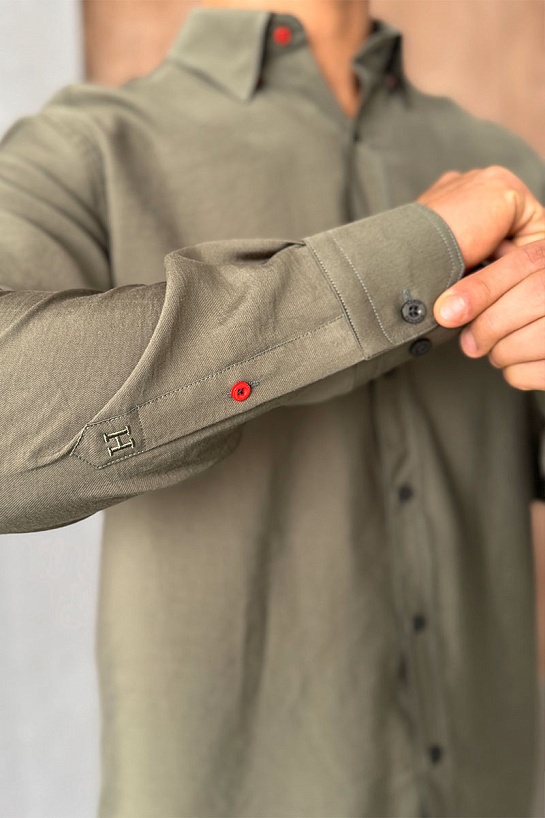 Мужская рубашка Hermes H embroidered - Khaki