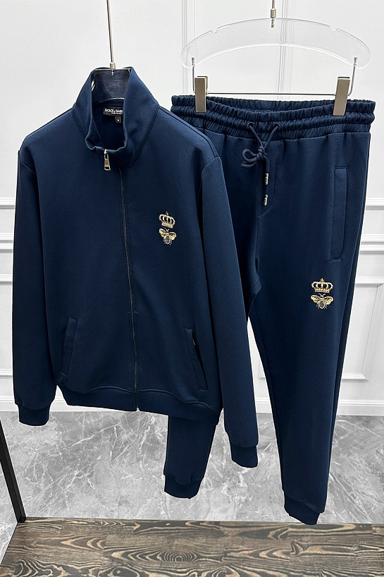 Синие спортивные штаны Dolce & Gabbana bee crown embroidered