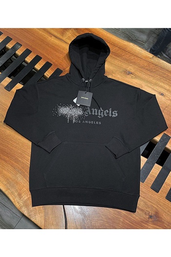 Чёрное худи Palm Angels rhinestone-embellished logo print   