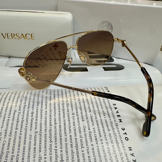 Солнцезащитные очки Versace Aviator - Brown / Gold