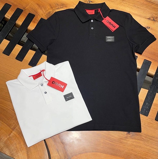Мужское чёрное поло Hugo Boss framed logo   