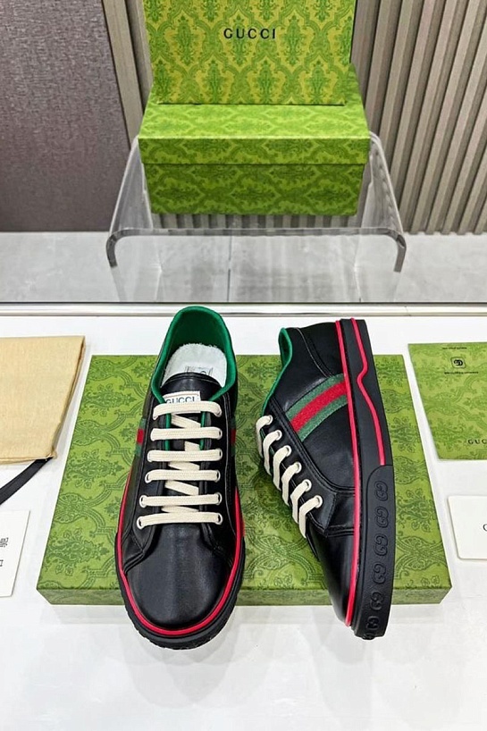 Мужские чёрные кроссовки Gucci GG Monogram