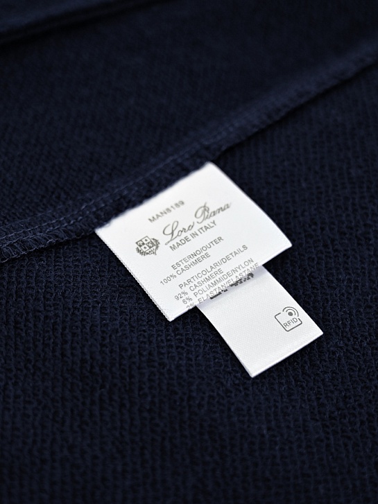 Тёмно-синяя кофта на молнии Loro Piana premium