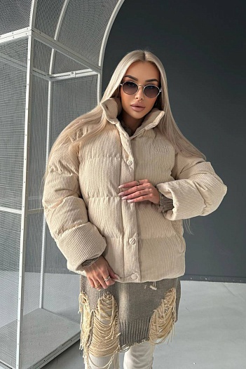 Женская бежевая вельветовая куртка MIU MIU   