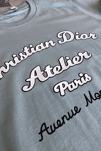 Сине-зелёная мужская футболка Christian Dior Atelier   