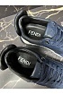 Кожаные кроссовки Fendi тёмно-синего цвета