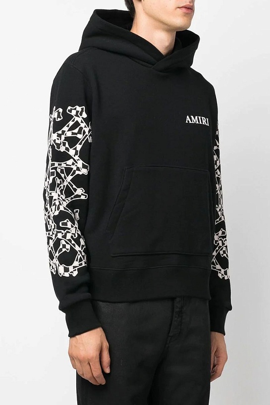 Чёрное оверсайз худи Amiri checkered-bones