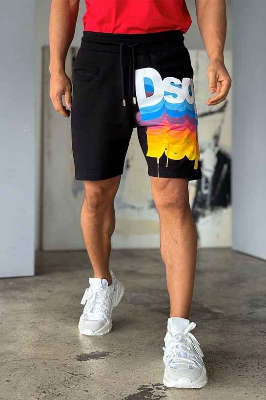 Чёрные мужские шорты Dsquared2 logo-print