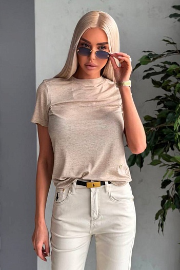 Женская бежевая футболка Loro Piana premium   