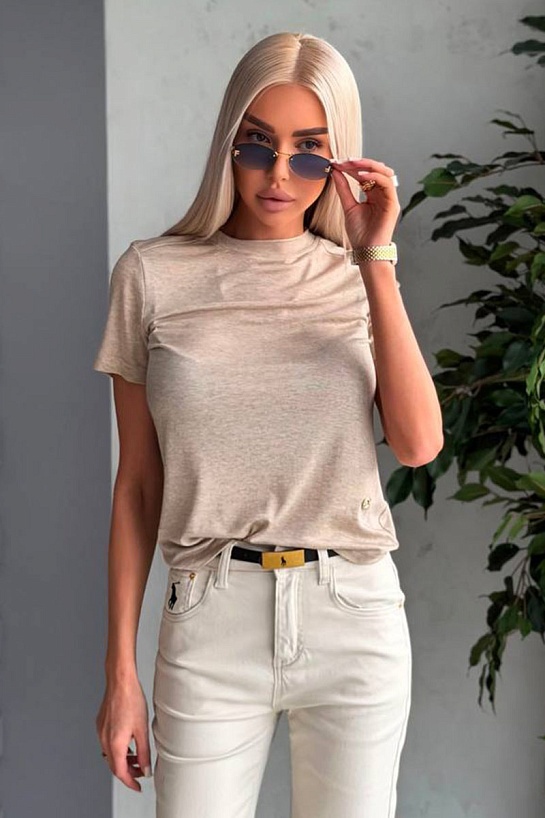 Женская бежевая футболка Loro Piana premium