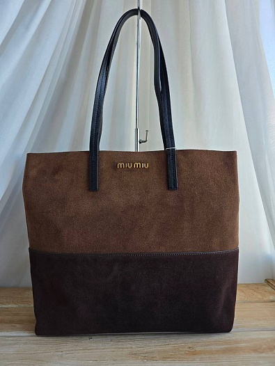 Замшевая сумка-шоппер MIU MIU 34x33 см   