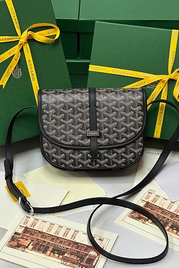 Кожаная сумка Goyard Belvedere Messenger PM premium 22x17x6 см   