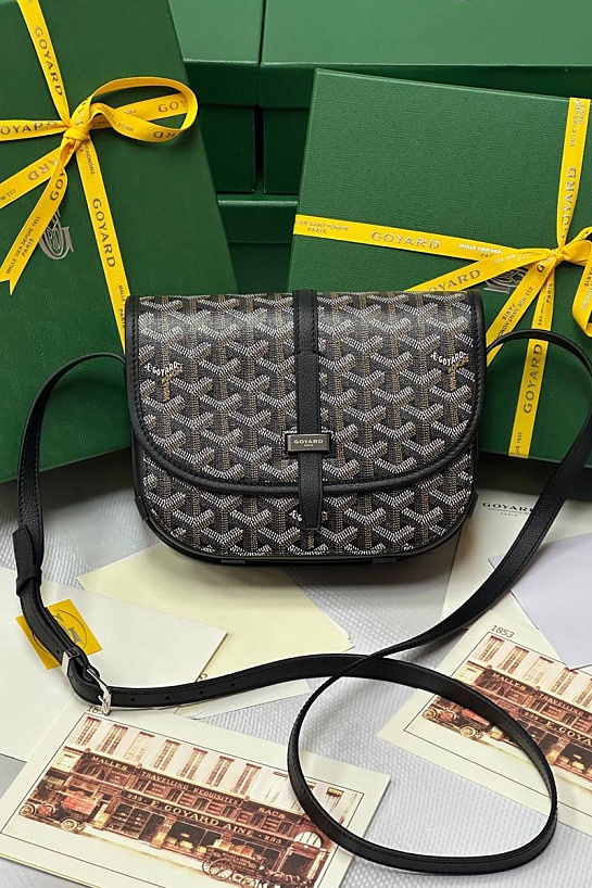 Кожаная сумка Goyard Belvedere Messenger PM premium 22x17x6 см