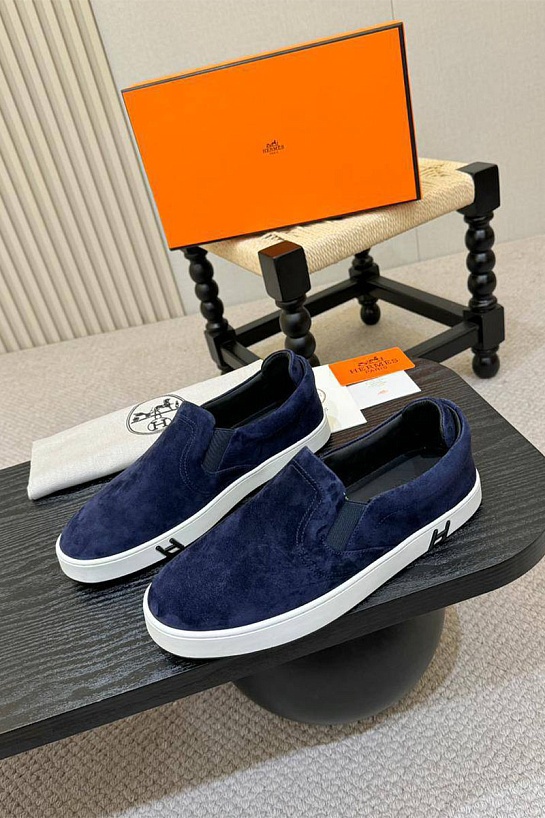 Мужские замшевые слипоны Hermes Kiddy - Navy