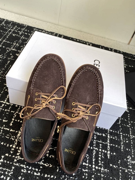 Женские замшевые лоферы Celine premium - Brown