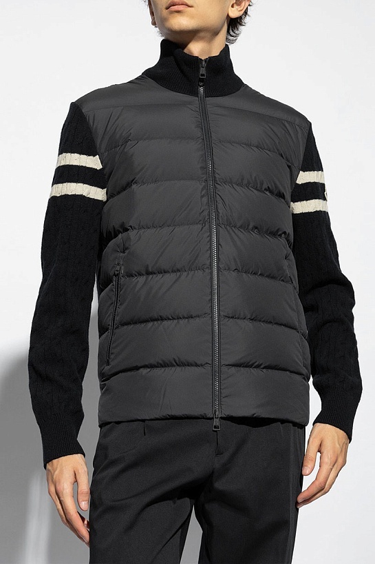 Мужская вязаная куртка Moncler logo-patch - Black