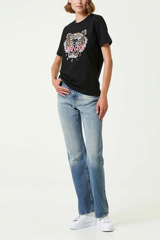 Женская чёрная футболка Kenzo "Tiger"