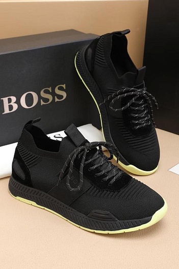 Текстильные кроссовки Hugo Boss Titanium - Black / Yellow   