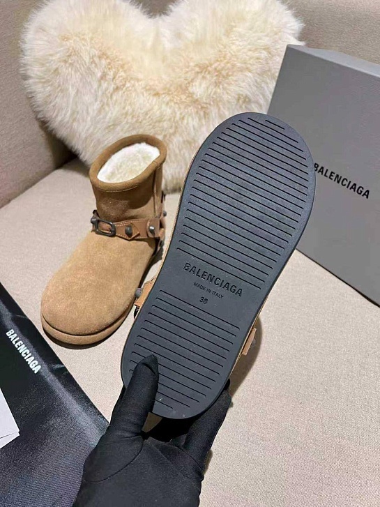 Женские ботинки с мехом Balenciaga Alaska premium - Beige