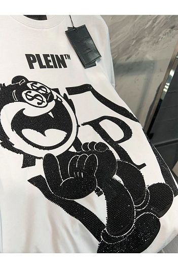 Белая футболка со стразами Philipp Plein   