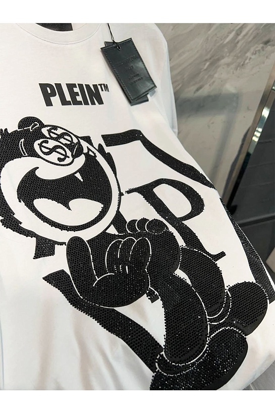 Белая футболка со стразами Philipp Plein