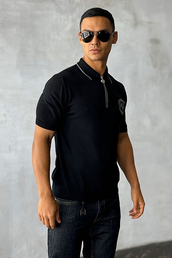 Мужское поло Stefano Ricci Eagle zip-neck - Black   