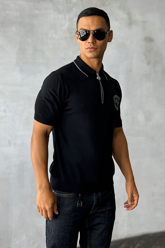 Мужское поло Stefano Ricci Eagle zip-neck - Black
