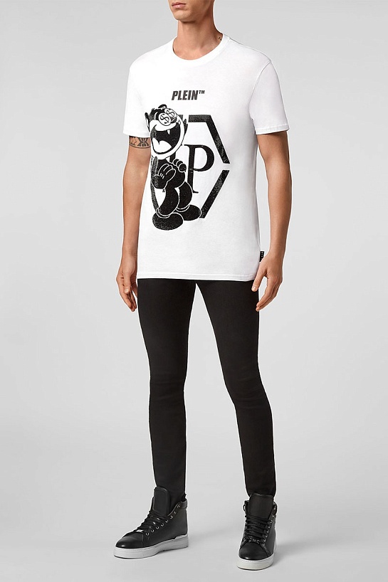 Белая футболка со стразами Philipp Plein
