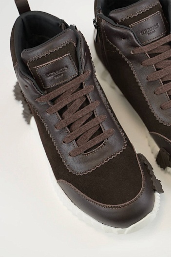 Кроссовки с мехом Hermes Bouncing high-top - Brown   