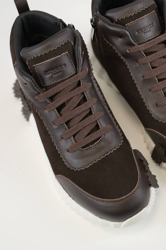 Кроссовки с мехом Hermes Bouncing high-top - Brown