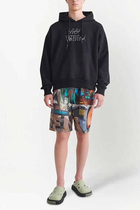 Мужское чёрное худи Off-White Arrows logo-print