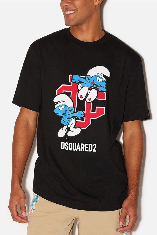Чёрная футболка Dsquared2 smurfs graphic-print