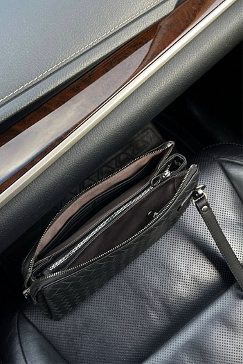 Кожаная барсетка Bottega Veneta Intrecciato 26x16 см   