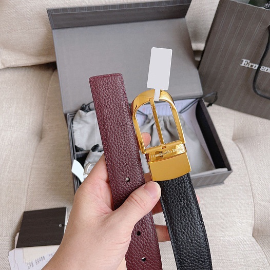 Двусторонний кожаный ремень Zegna Premium (ширина 3.5 см)   