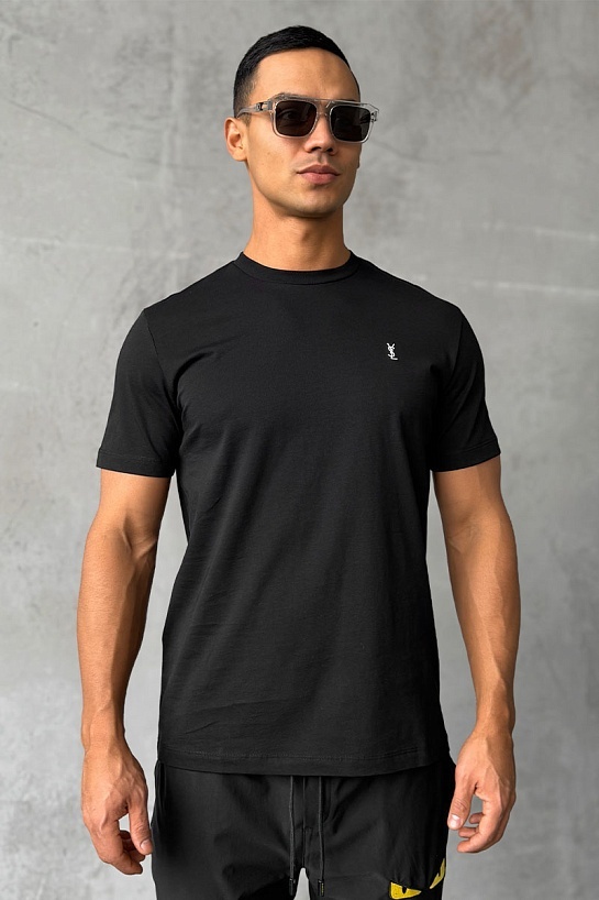 Мужская футболка Yves Saint Laurent logo-embroidered - Black