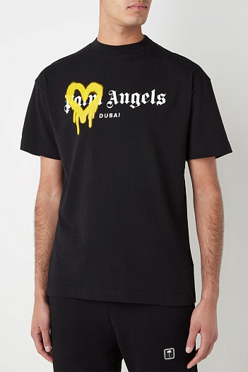 Мужская футболка Palm Angels Heart Sprayed Dubai - Black   