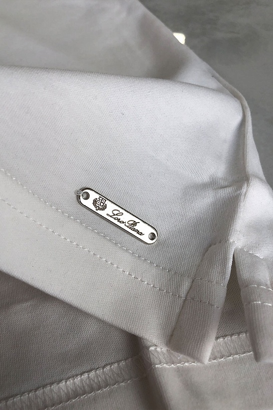 Белое мужское поло Loro Piana embroidered logo