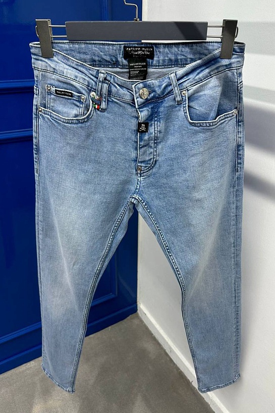 Мужские светло-синие джинсы Philipp Plein slim fit